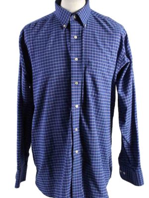 Vintage Mens Chaps Wrinkle Free Regular Fit Long Sleeve Shirts XL Blue SH3907-0