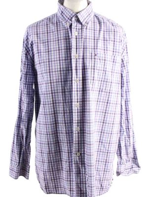 Vintage Mens Tommy Hilfiger Checkered Printed Long Sleeve Shirts XL Lilac SH3911-0