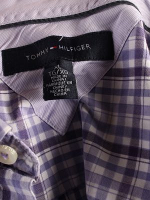 Vintage Mens Tommy Hilfiger Checkered Printed Long Sleeve Shirts XL Lilac SH3911-115186