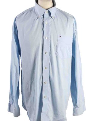 Vintage Mens Tommy Hilfiger Cotton Long Sleeve Shirts XL Blue SH3916-0