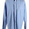 Vintage Mens Tommy Hilfiger Cotton Long Sleeve Shirts XL Blue SH3919-0