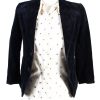Vintage Soft Velvet Jacket Dark Blue -C1632-0