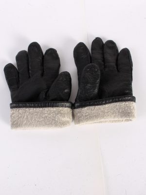Vintage Leather Gloves Lining 7 Black G71-117664