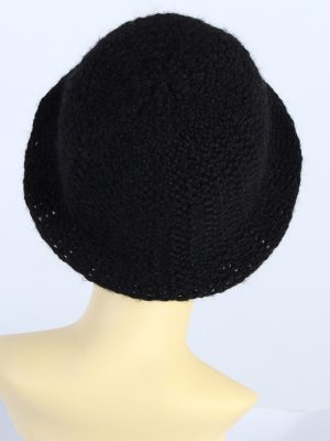 Vintage Knit Winter Hat With Small Brim Lined Casuals 1990s Navy - HAT606-119342