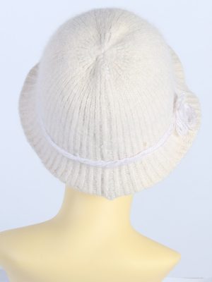 Vintage Rosemarie Fiegen Knit Winter Hat Lined 1990s White - HAT609-119332