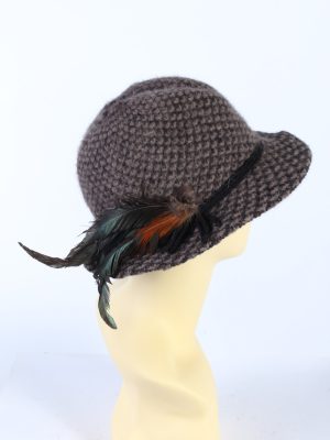 Vintage 1990s Fashion Brimmed Winter Hat Brown HAT869-121174