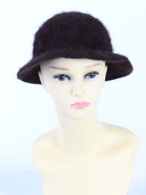 Vintage 1990s Fashion Brimmed Fleecy Winter Hat Brown HAT870-0