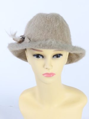 Vintage 1990s Fashion Brimmed Winter Hat Camel HAT883-0