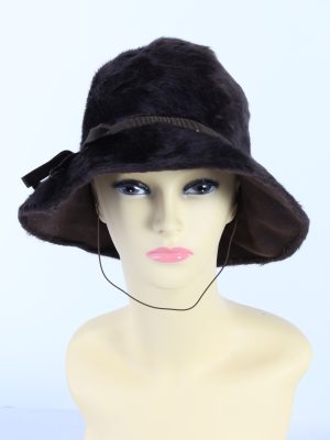 Vintage 1980s Fashion Trilby Winter Hat Brown HAT891-0