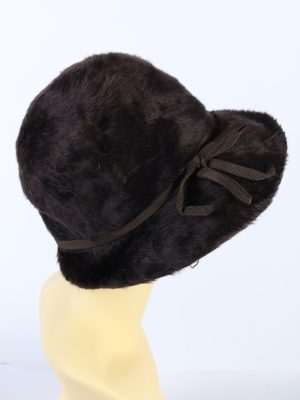 Vintage 1980s Fashion Trilby Winter Hat Brown HAT891-121322