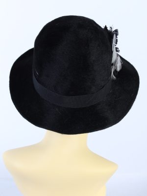 Vintage 1980s Fashion Trilby Winter Hat Black HAT893-121316