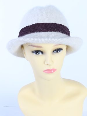 Vintage 1980s Fashion Trilby Winter Hat White HAT898-0
