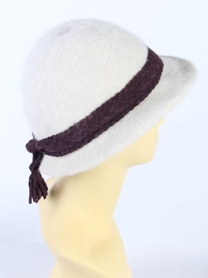 Vintage 1980s Fashion Trilby Winter Hat White HAT898-121295