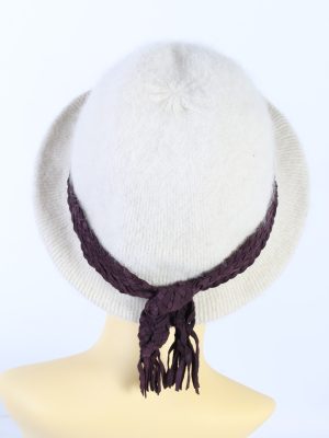 Vintage 1980s Fashion Trilby Winter Hat White HAT898-121296