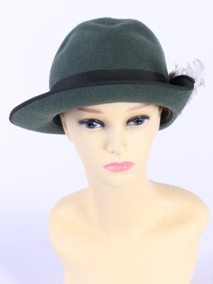 Vintage Jagd Sport 1980s Fashion Brimmed Hat Green HAT920-0