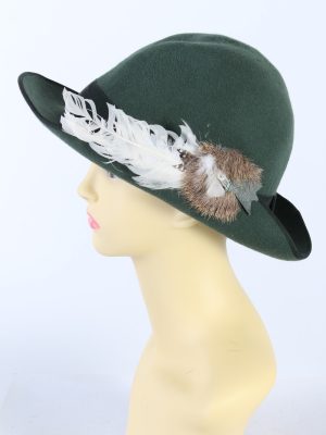Vintage Jagd Sport 1980s Fashion Brimmed Hat Green HAT920-121433