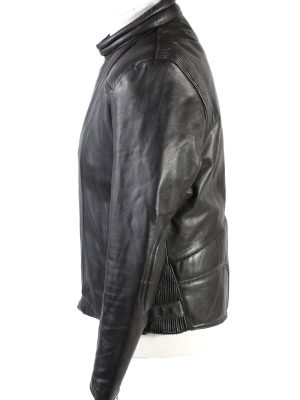 Vintage Genuine Leather Motorcycle Jacket 52 Black -C1772-121984