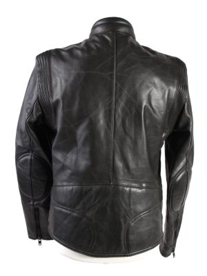 Vintage Genuine Leather Motorcycle Jacket 52 Black -C1772-121985
