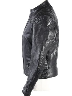 Vintage Genuine Leather Motorcycle Jacket Black -C1775-121973