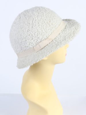 Vintage 1990s Fashion Womens Winter Knit Trilby Hat White HAT1021-122759