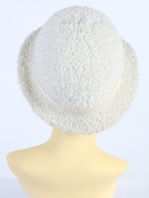 Vintage 1990s Fashion Womens Winter Knit Trilby Hat White HAT1021-122760
