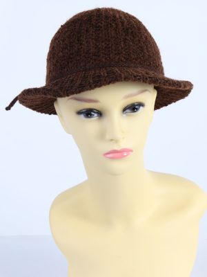 Vintage 1990s Fashion Womens Winter Knit Trilby Hat Brown HAT1027-0