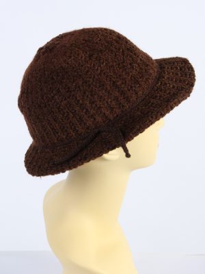 Vintage 1990s Fashion Womens Winter Knit Trilby Hat Brown HAT1027-122783