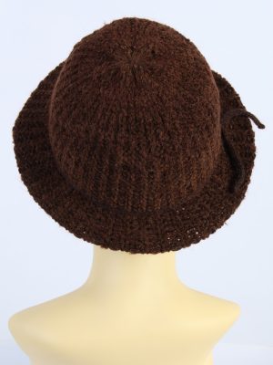Vintage 1990s Fashion Womens Winter Knit Trilby Hat Brown HAT1027-122784