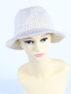 Vintage Creation Classique Avenue 1990s Fashion Womens Winter Knit Trilby Hat White HAT1028-0