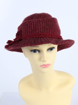 Vintage Mayser Milz 1980s Fashion Womens Winter Knit Trilby Hat Bordeaux HAT1034-0