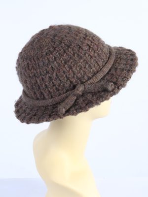 Vintage Lady Like Modell 1990s Fashion Womens Knit Trilby Hat Brown HAT1081-123029