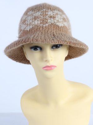 Vintage 1990s Fashion Womens Knit Trilby Hat Coffee HAT1086-0