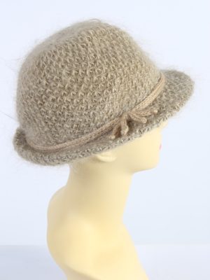 Vintage 1990s Fashion Womens Knit Trilby Hat Cream HAT1089-123061