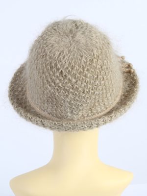 Vintage 1990s Fashion Womens Knit Trilby Hat Cream HAT1089-123062