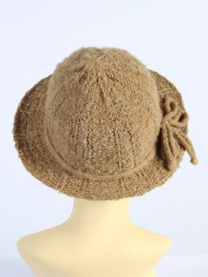 Vintage 1980s Fashion Womens Knit Trilby Hat Camel HAT1094-123082