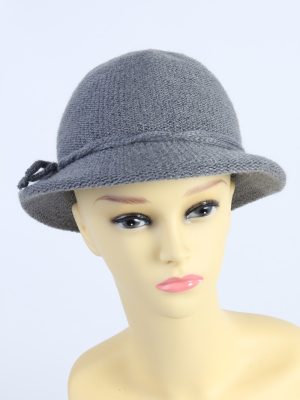 Vintage Peter Kupper KG 1980s Fashion Womens Knit Lined Trilby Hat Grey HAT1097-0