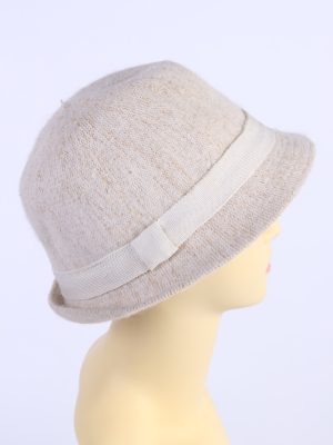 Vintage H&M Divided 1980s Fashion Womens Knit Lined Trilby Hat Beige HAT1101-123109
