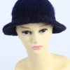 Vintage 1970s Fashion Womens Knit Lined Trilby Hat Dark Blue HAT1104-0