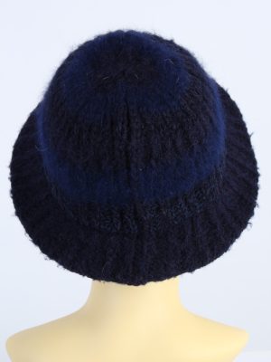 Vintage 1970s Fashion Womens Knit Lined Trilby Hat Dark Blue HAT1104-123122