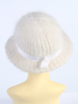 Vintage 1970s Fashion Womens Knit Lined Trilby Hat White HAT1109-123142
