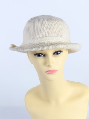 Vintage 1990s Fashion Womens Brim Knit Hat Beige HAT1113-0