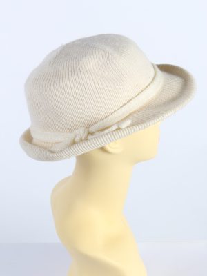 Vintage 1990s Fashion Womens Brim Knit Hat Beige HAT1113-123482