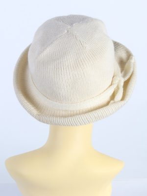 Vintage 1990s Fashion Womens Brim Knit Hat Beige HAT1113-123483