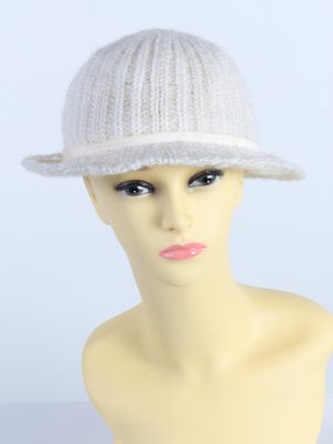 Vintage 1990s Fashion Womens Brim Knit Hat White HAT1116-0