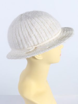 Vintage 1990s Fashion Womens Brim Knit Hat White HAT1116-123494