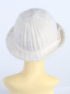 Vintage 1990s Fashion Womens Brim Knit Hat White HAT1116-123495