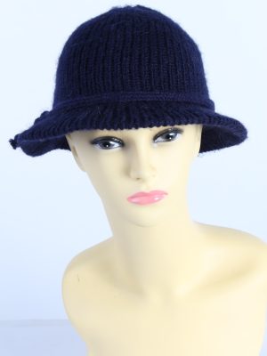Vintage 1990s Fashion Womens Brim Knit Hat Navy HAT1119-0