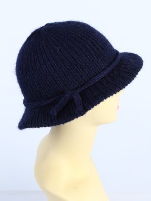 Vintage 1990s Fashion Womens Brim Knit Hat Navy HAT1119-123506