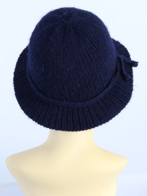 Vintage 1990s Fashion Womens Brim Knit Hat Navy HAT1119-123507