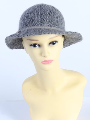 Vintage 1980s Fashion Womens Brim Knit Hat Grey HAT1122-0